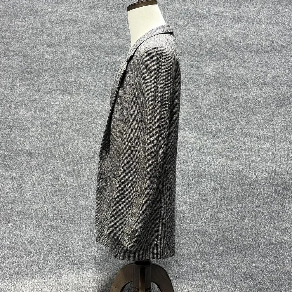 Oleg Cassini Blazer Mens 42 Black White Tweed Houndstooth Sport Coat Jacket